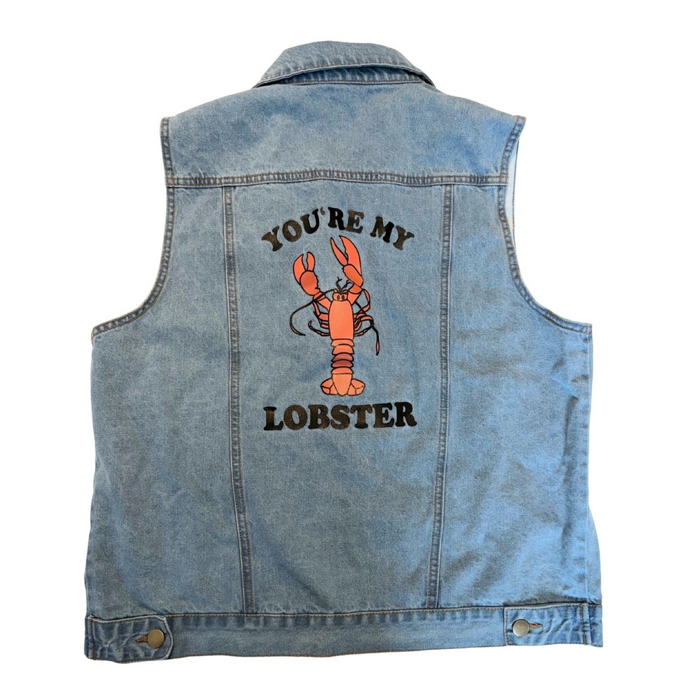 Culture Fly FRIENDS Denim Vest Women's Small You're My Lobster 100% Cotton